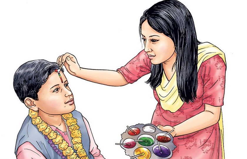 आज भाईटिका : दिदीबहिनीबाट दाजुभाईको दीर्घायुको कामना गर्दै भाइटिका लगाइँदै