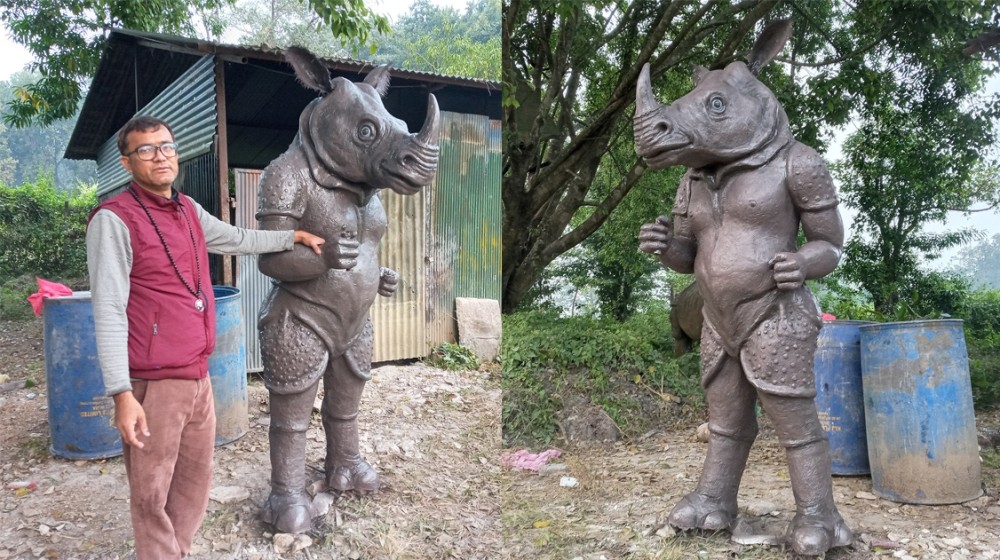 एमाले महाधिवेशनमा गैँडाको मस्कट