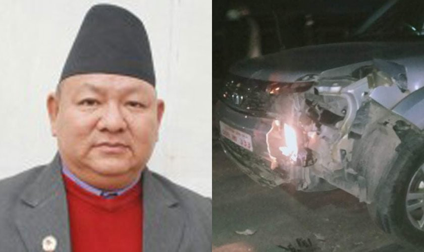 पर्यटनमन्त्री प्रेम आले चढेको कार दुर्घटना